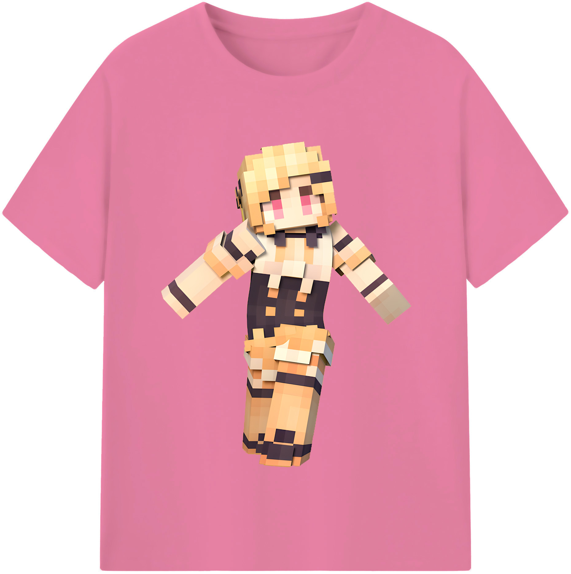 （画像用） マインクラフト ブロックの世界 Minecraft MC Block world 綿100％半袖Tシャツ（フロントプリント）